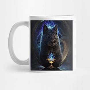 watercolor groundhog wizard cat in mirror Mug